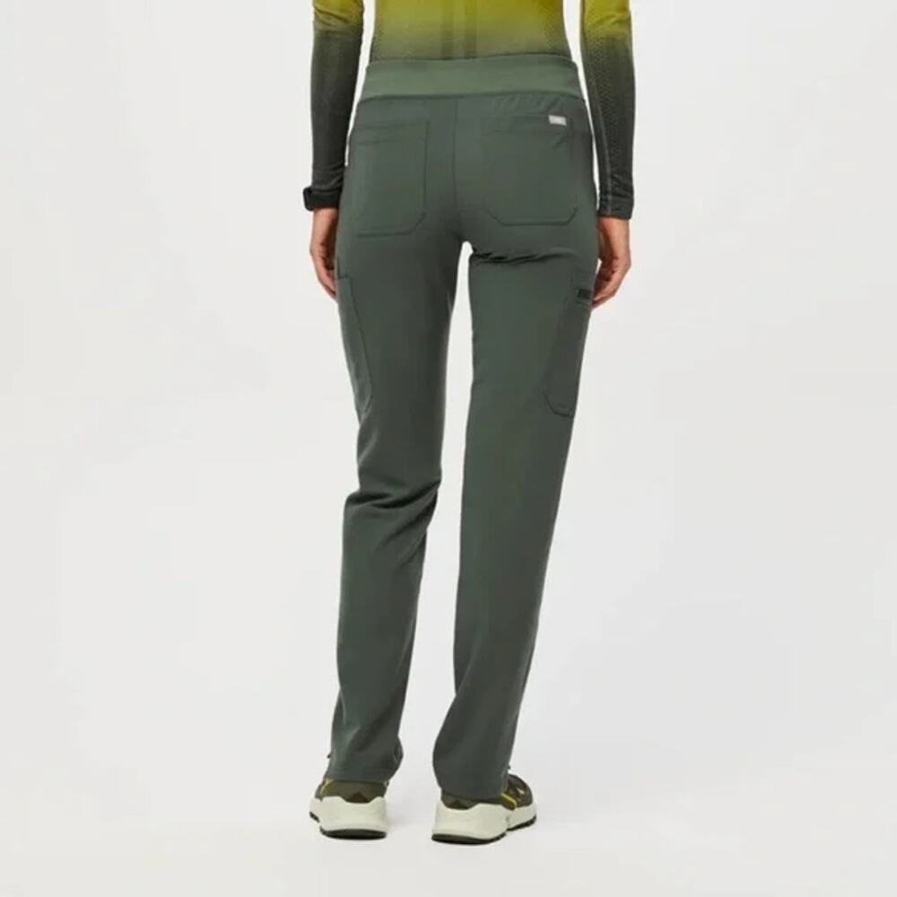 Figs Yola Skinny Moss Green Scrub Pants Women's XS Orange String & Zipper - Picture 2 of 10